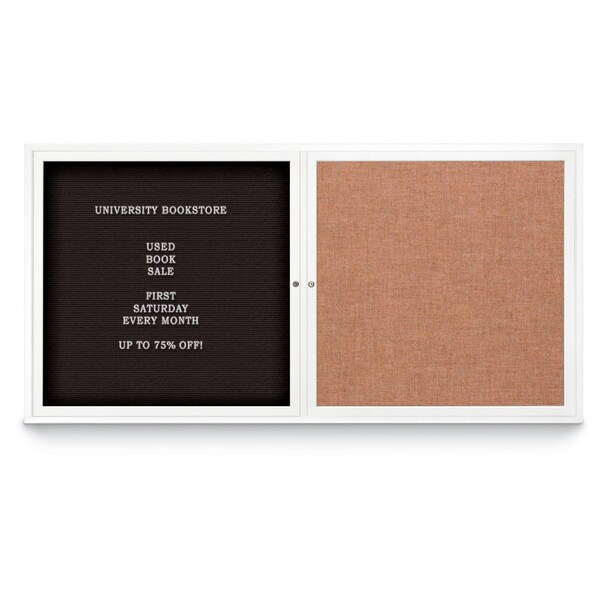United Visual Products Corkboard, Single Door, Radius Frame, 18x24", Satin/Pearl UV7000-SATIN-PEARL - main